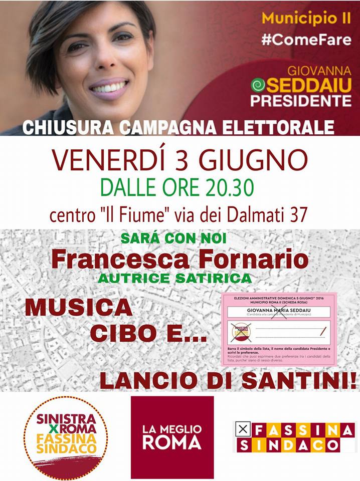 3 giugno: festa di chiusura della campagna elettorale